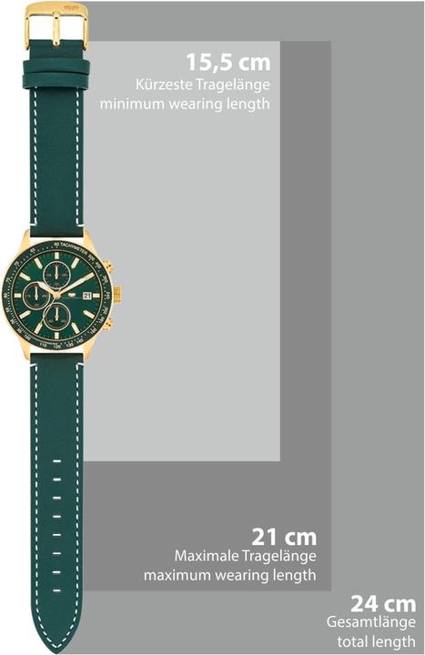 Actual product image Men Chronograph Carthago II genuine leather green - 23554 (Chronograph, 43 mm)