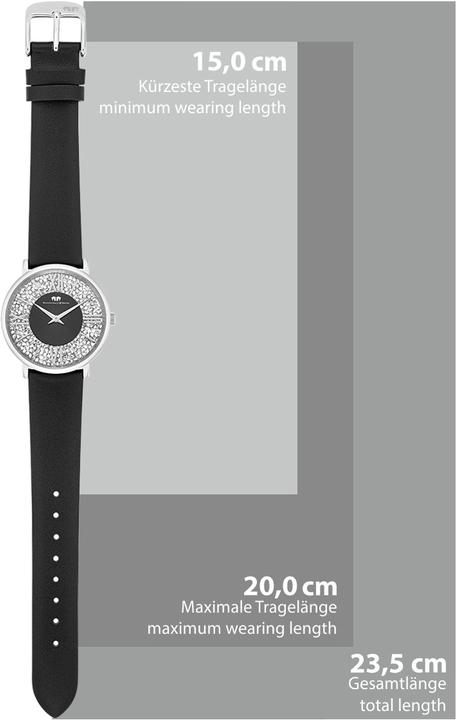 Actual product image Ladies quartz watch Pamina genuine leather black - 23870 (Analogue wristwatch, 36 mm)