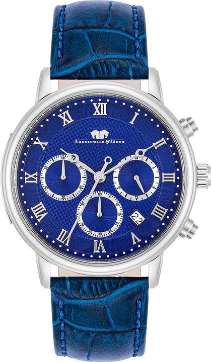 Immagine prodotto Cronografo da uomo Moonlight in vera pelle blu - 26503 (Cronografo, 40 mm)