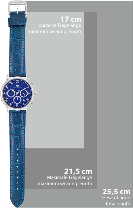 Immagine prodotto Cronografo da uomo Moonlight in vera pelle blu - 26503 (Cronografo, 40 mm)
