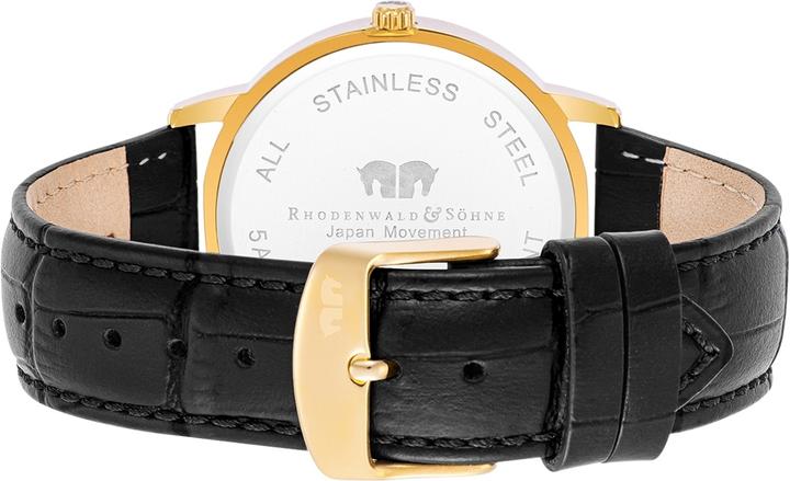 Image du produit Montre à quartz pour homme Moonlight en cuir véritable noir - 26509 (Montre analogique, 40 mm)