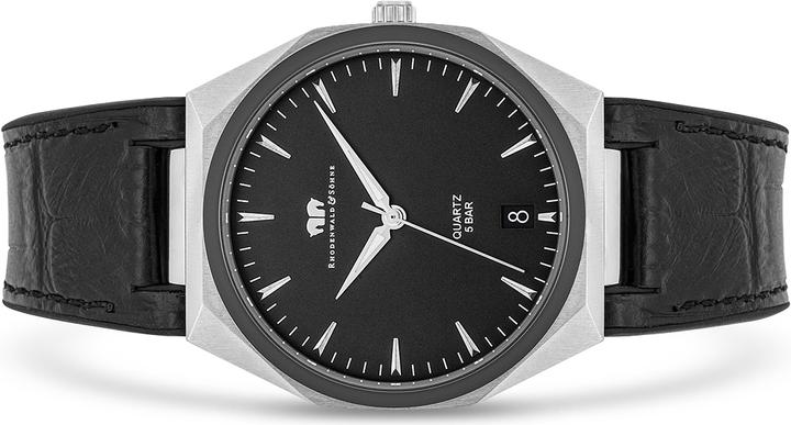 Actual product image Mens quartz watch Cooledge genuine leather/silicone black - 26519 (Analogue wristwatch, 42 mm)