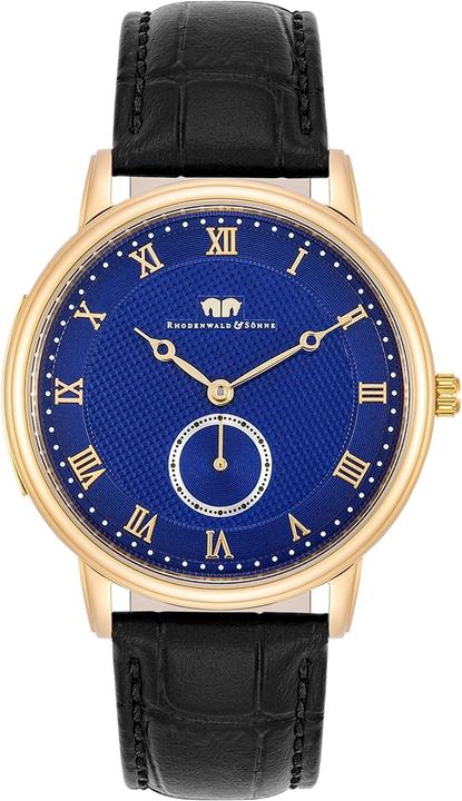 Actual product image Men quartz watch Moonlight genuine leather black - 26513 (Analogue wristwatch, 40 mm)