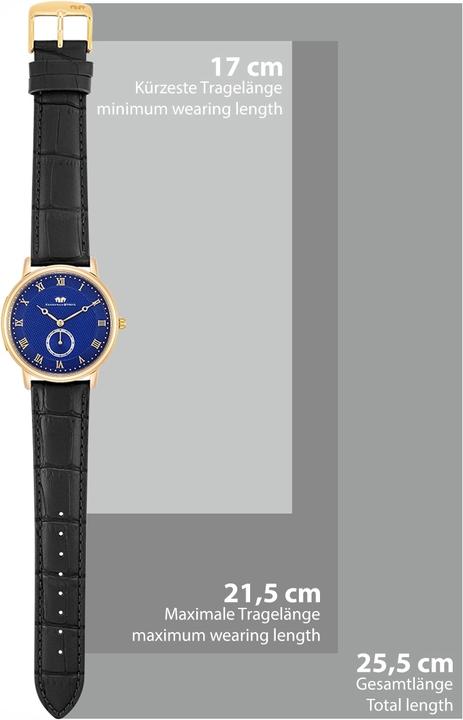 Actual product image Men quartz watch Moonlight genuine leather black - 26513 (Analogue wristwatch, 40 mm)
