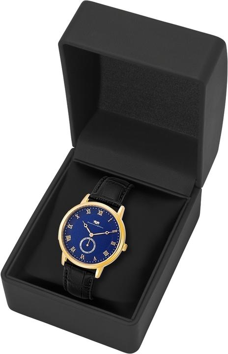 Actual product image Men quartz watch Moonlight genuine leather black - 26513 (Analogue wristwatch, 40 mm)