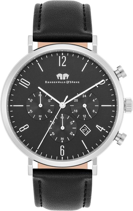 Herren Chronograph Arakon Echtleder schwarz - 26531 (Chronograph, 42 mm)