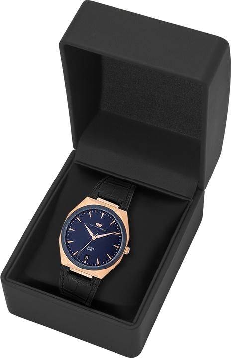 Immagine prodotto Orologio al quarzo da uomo Cooledge in vera pelle/silicone nero - 26521 (Orologio da polso analogico, 42 mm)