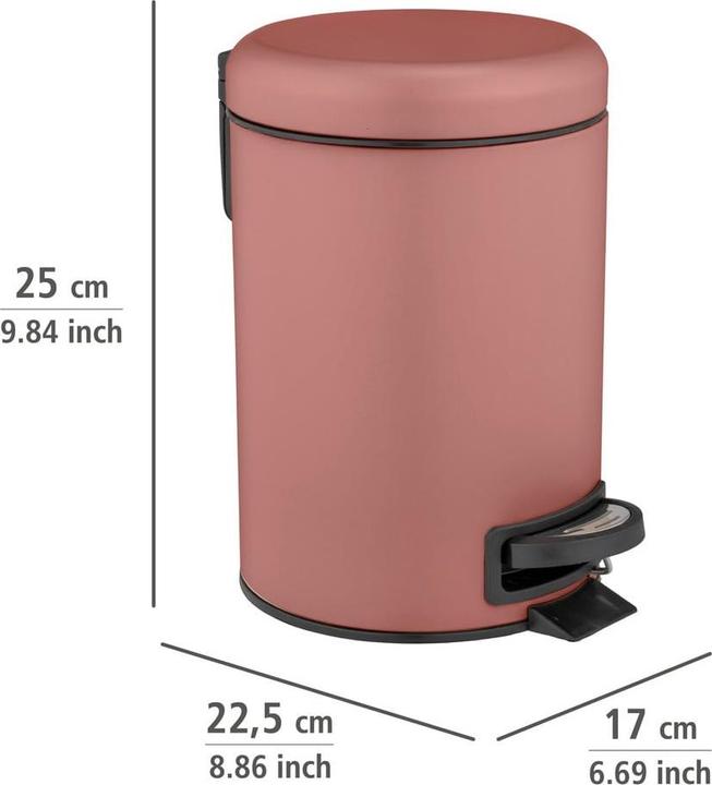 Image du produit Wenko Poubelle à pédale Leman, vieux rose (3 l)