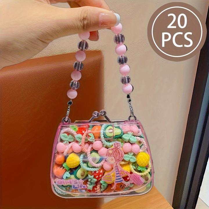 Activity Board 20Pcs Sweet Style Harz Haargummis Set für Jugendliche, gemischte Farbe Pflanze Muster, sortierte