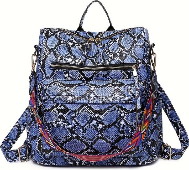 Only-Bags.Store Retro Backpack Handbag, Boho Strap Two-Way Shoulder Bag, Fashion Vegan Leather Schoolbag Daypack