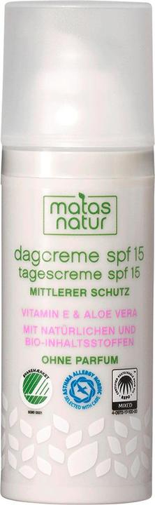 Image du produit Matas Crème de jour naturelle SPF15 à l'aloe vera bio et à la vitamine E (50 ml, Crème de jour, SPF 15)
