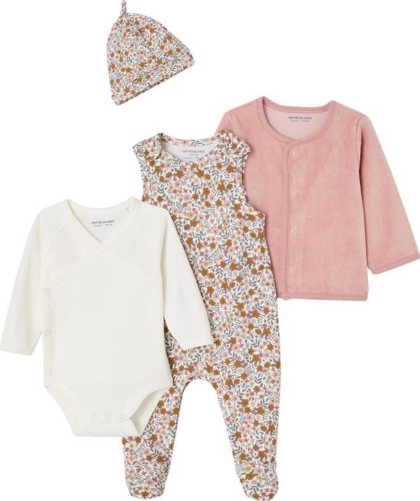 Immagine prodotto Vertbaudet Bio-Kollektion: Baby Geschenk-Set aus Body, Latzhose, Mütze & Cordjacke (44)