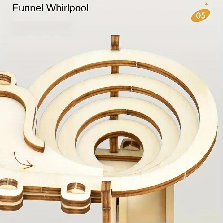 Image du produit The Toy Company 3D Holz Kugelbahn, Murmelbahn Puzzle aus Holz, batteriebetrieben