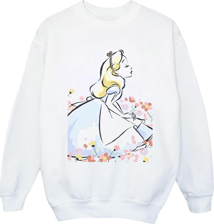 Disney Mädchen Alice im Wunderland Skizze Blumen Sweatshirt