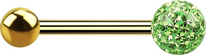 Produktbild Star Piercing Barbell vergoldet mit Kugel und Kristallkugel hellgrün Epoxy Schutzschicht (Titan G23, ohne Messing)