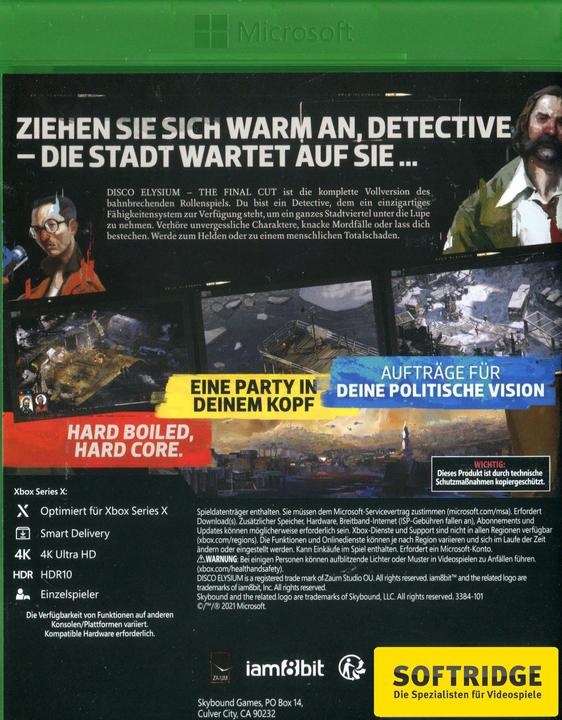 Image du produit Skybound Disco Elysium - The Final Cut (Xbox One X, Xbox Series X, DE)
