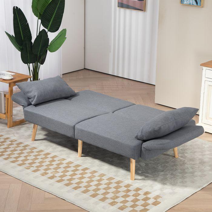 Produktbild Swisshandel24 3-Sitzer Schlafsofa, Gäste-Doppelbett, bis 240 kg, Klapplehnen, Holzrahmen, 170x83x80cm, Grau (3-Sitzer)