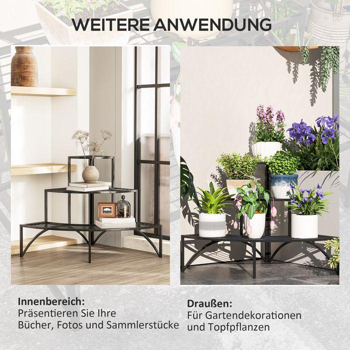 Produktbild Swisshandel24 3-Etagen Pflanzenständer, Metall, 60 cm hoch, Schwarz