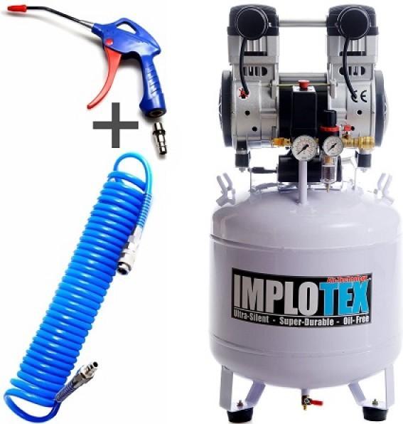 Produktbild Implotex - Flüsterkompressor 1500W, 60dB, leise, ölfrei - Kompressor inkl. Ausblaspistole und Druckl (8 Bar, 45 l)