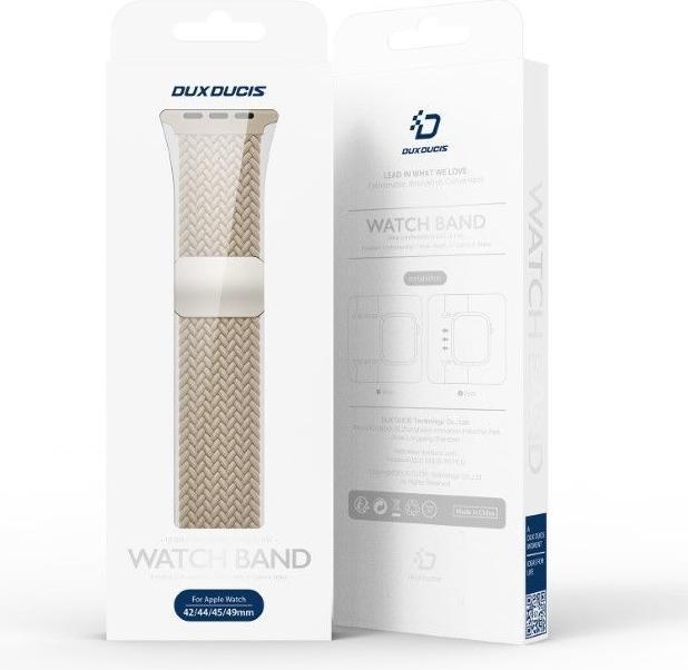 Actual product image Dux Ducis Mixture Pro Strap Apple Watch 42mm/44mm/45mm/49mm - Beige (42 mm, 44 mm, 45 mm, 49 mm, Nylon)
