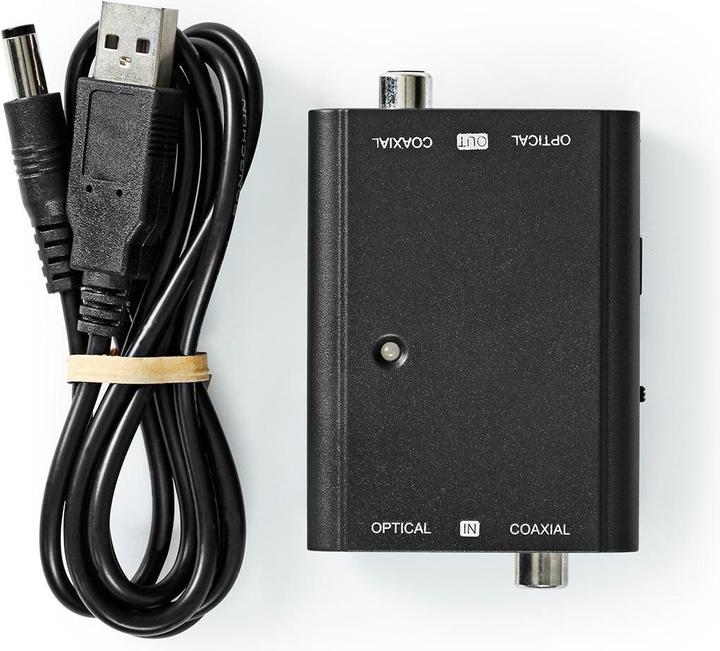 Actual product image Nedis Digital Audio Converter 2-way connections - Input: 1x S / PDIF (RCA) jack / 1x TosLink jack (0.05 m, Optical)