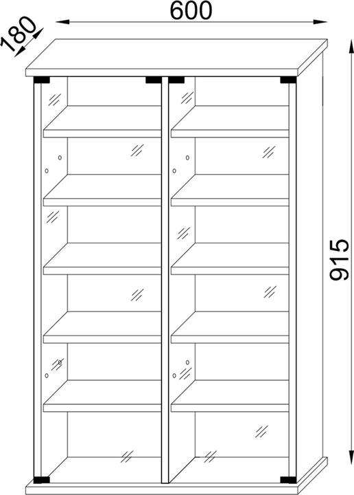 Produktbild VCM Holz CD DVD Wandregal Zuntisa mit Glastür (60 x 18 cm)