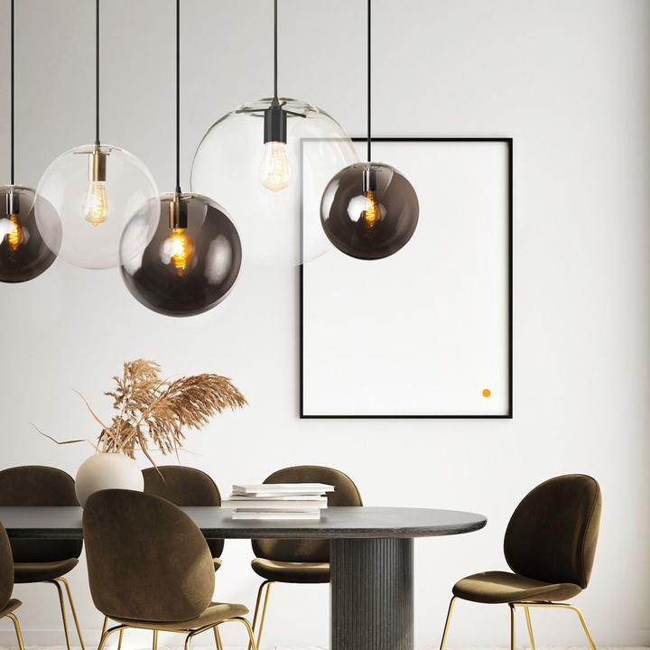 Immagine prodotto s.luce Lampada a sospensione in vetro Orb con 2 o 5 luci, incluso sistema a binario a 1 circuito (E27)