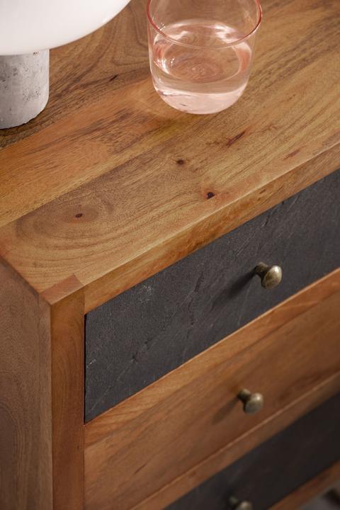 Actual product image FineBuy Bedside cabinet FB55614 solid wood brown (40 x 60 x 30 cm)