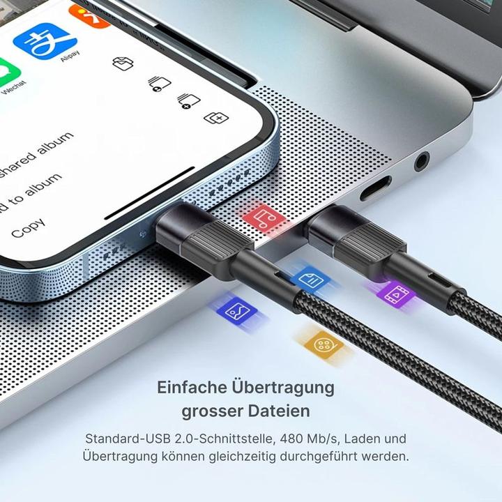 Produktbild Hermex USB-C - USB-C Ladekabel Datenkabel Schnellladekabel (2 m, USB 2.0)