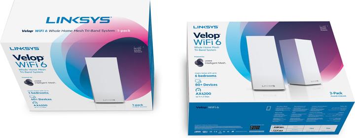 Actual product image Linksys Velop WiFi 6 AX4200 Mesh-WLAN Tri-Band-System pack of 2 (MX8400)
