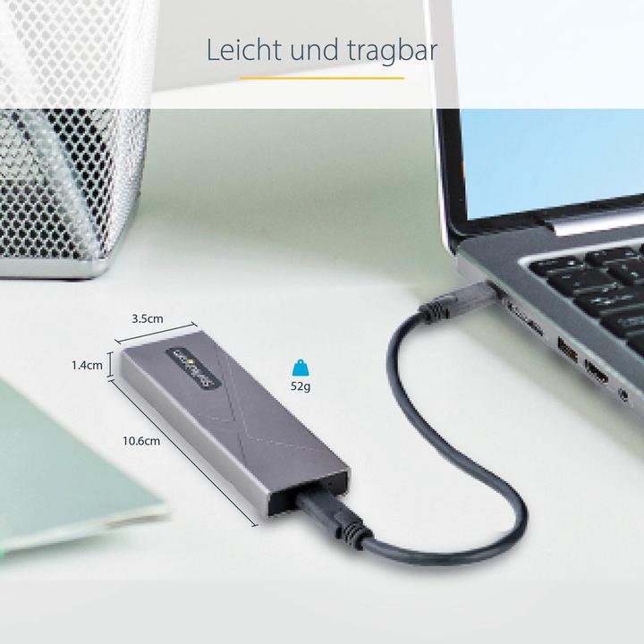 Image du produit StarTech com USB-C 10Gbps to M.2 NVMe or M.2 SATA SSD Enclosure - Tool-free External M.2 PCIe/SATA N (M.2)