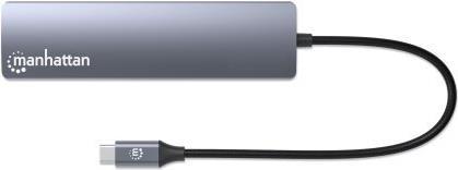 Produktbild Manhattan Powerbank 5000 mAh mit integriertem USB-C-Stecker 10W zur Nutzung als Handyhalterung mit L (5000 mAh, 10 W, 10 Wh)