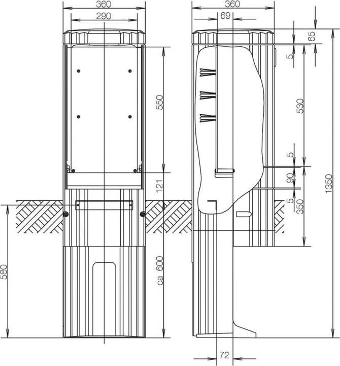 Actual product image ABN SL135PH Outdoor column Rondo,MPlatte FB1 BH3,H=1350mm,1fa