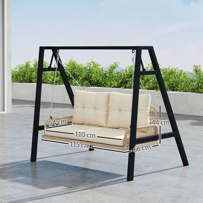 Actual product image Swisshandel24 2-Sitzer Hollywoodschaukel Rattan, bis 240 kg, 115x66x44 cm Beige