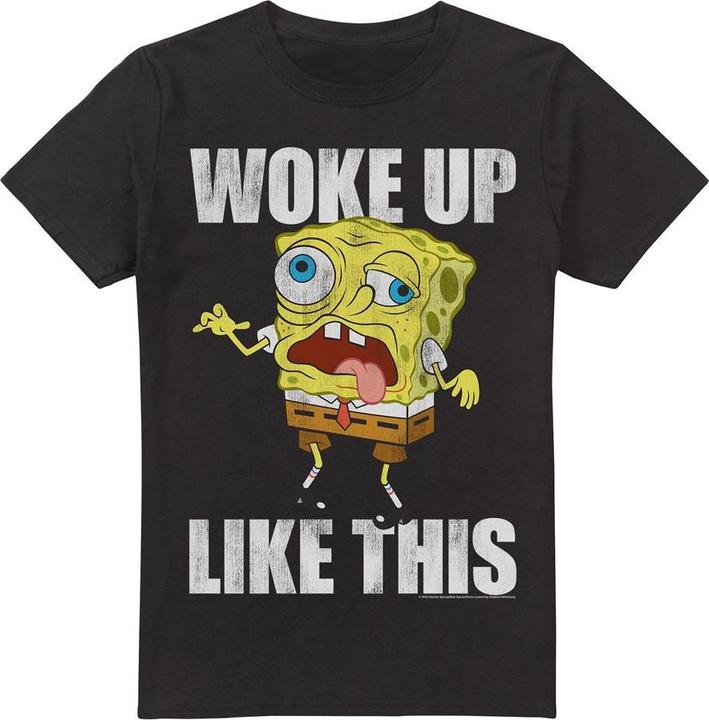 Actual product image Spongebob Squarepants Mens Woke Up Like This Meme T-Shirt (XXL)