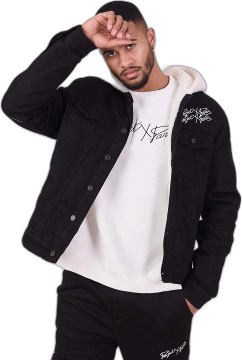 Immagine prodotto Project X Paris Giacca di jeans con cappuccio in pelle di pecora (S)