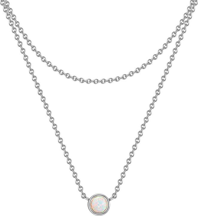 Actual product image Glanzstücke München Ladies sterling silver opal (synth.) silver 42.0/36.0 cm base chain + 5.0 cm extension - 29974 (Sterling Silver)