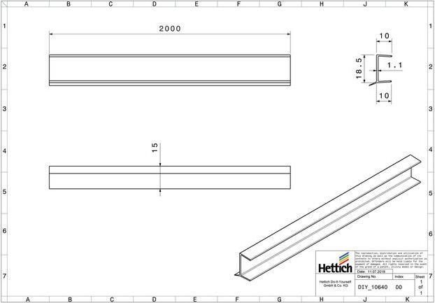 Produktbild Hettich Abdichtprofil 2000 mm fr 16mm Sockel, transparent (1 Stk.)