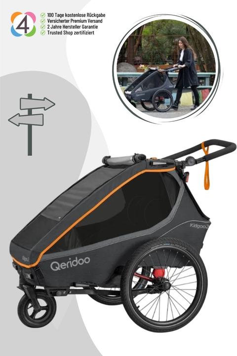 Produktbild Qeridoo Kinderfahrradanhänger Kidgoo 2 FIDLOCK Edition orange