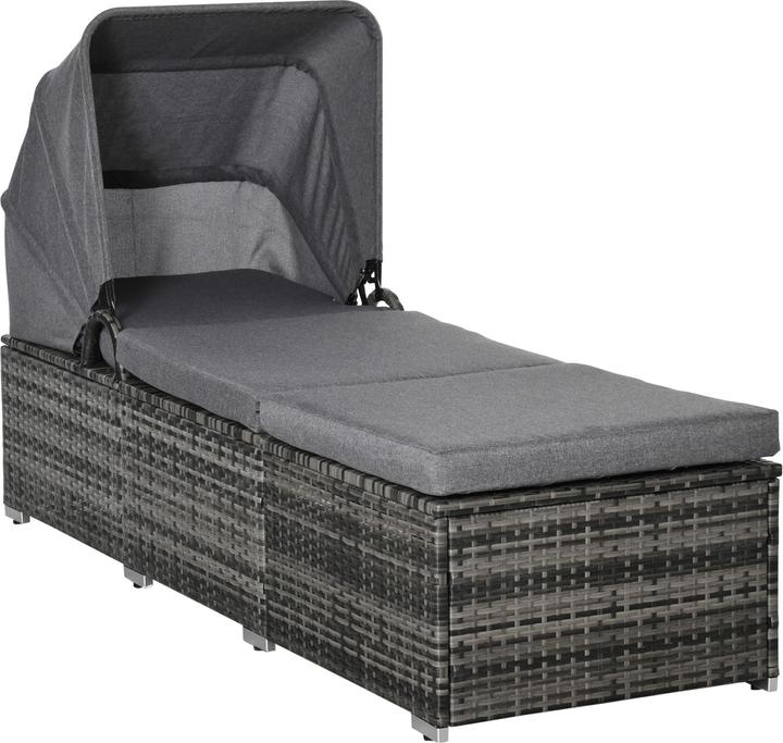 Immagine prodotto Outsunny Lettino in rattan con tettuccio parasole (195 cm)