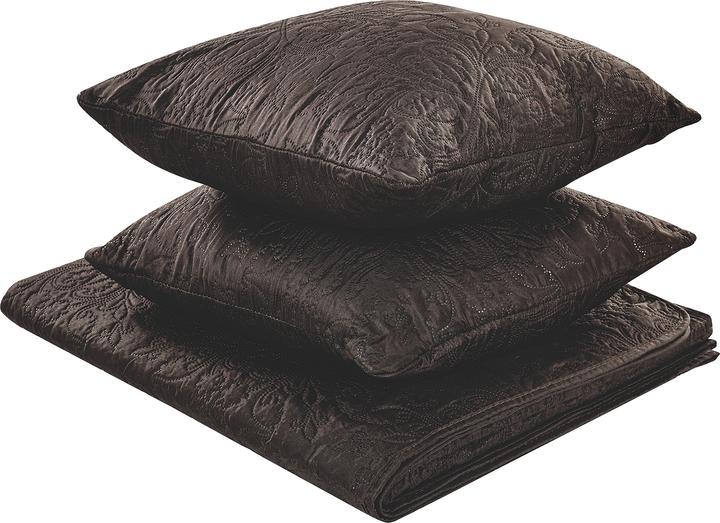 Produktbild Beliani Tagesdecken Set mit Kissen Prägemuster 3-teilig braun 140 x 210 cm RAYEN (140 x 210 cm)