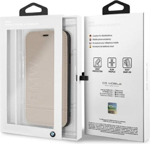 Actual product image BMW BMFLBKI61LLST iPhone Xr book beżowy/taupe Logo Imprint (Apple iPhone XR)