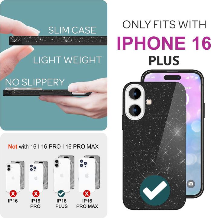 Produktbild Nalia Glitzer Hybrid Hülle (Apple iPhone 16 Plus)