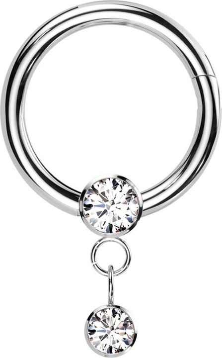 Star Piercing Micro Segmentring klappbar silber Kristall silber Anhänger Kette Kristall silber (ohne Messing, Titan G23)
