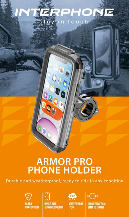 Actual product image Interphone ARMORPRO phone holder for handlebar mounting