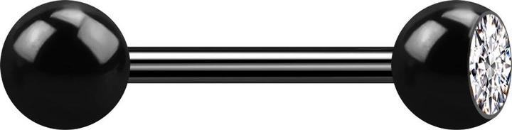 Produktbild Star Piercing Barbell schwarz mit Kugel und Kristall silber (ohne Messing, Titan G23)