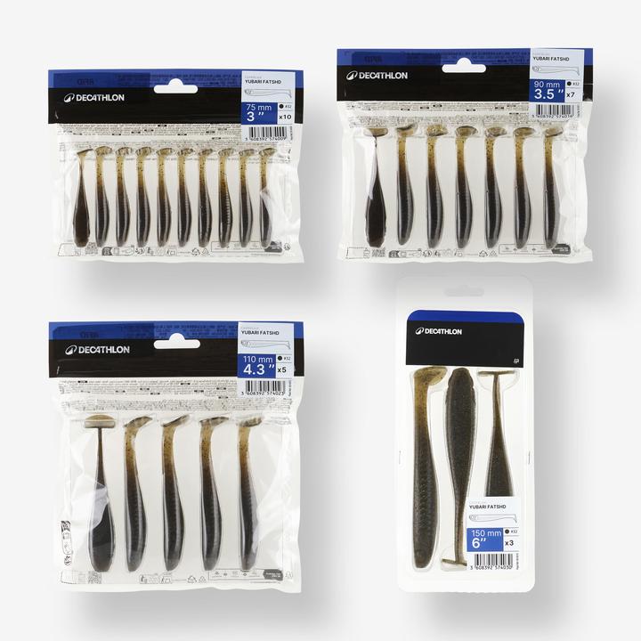 Actual product image Caperlan Gummifisch Yubari Fat Shad mit Lockstoff Green Pumpkin Black Flakes (15 cm)