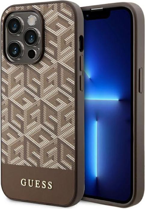 Actual product image Guess GUHMP14LHGCFSEW iPhone 14 Pro 6.1" brązowy/brown hard case GCube Stripes MagSafe (Apple iPhone 14 Pro)