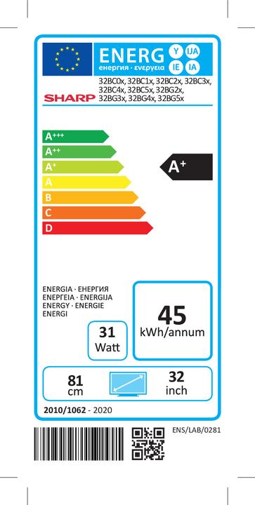 Energy Label Sharp 32BC5E (32", LED, HD, 2022)