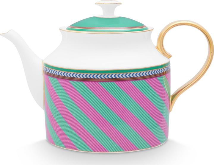 Actual product image PIP Studio Chique Stripes teapot large pink-green 1.8l (1.80 l)